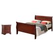 Pemberly Row Set of 2 King Sleigh Bed and 2-Drawer Nightstand in Cherry