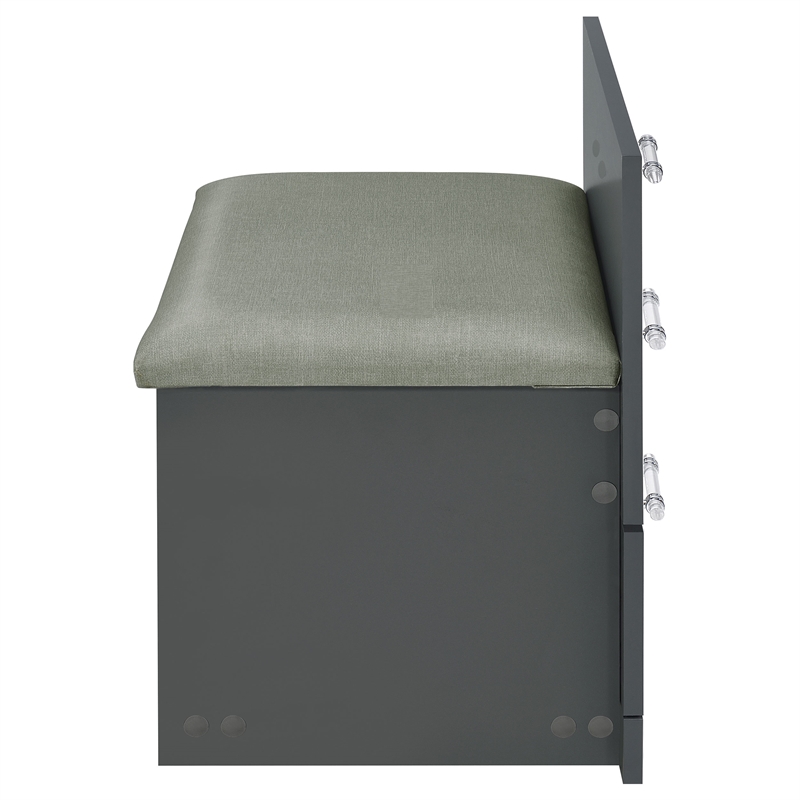 Pemberly Row 3-Drawer Engineered Wood Makeup Vanity and Stool Set in Gray