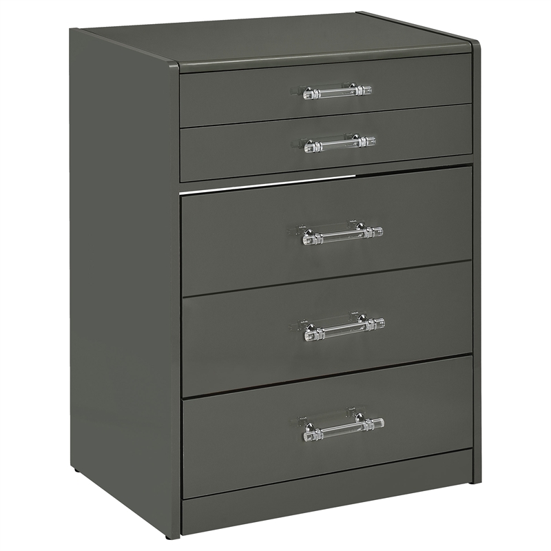Pemberly Row 3-Drawer Engineered Wood Makeup Vanity and Stool Set in Gray