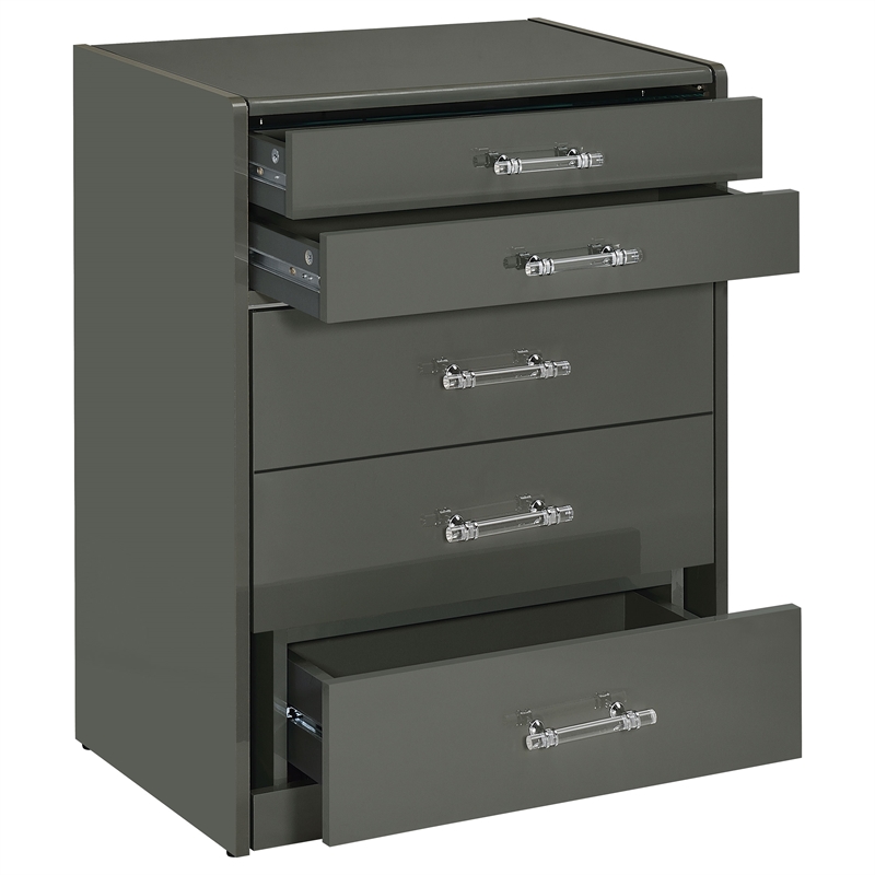 Pemberly Row 3-Drawer Engineered Wood Makeup Vanity and Stool Set in Gray