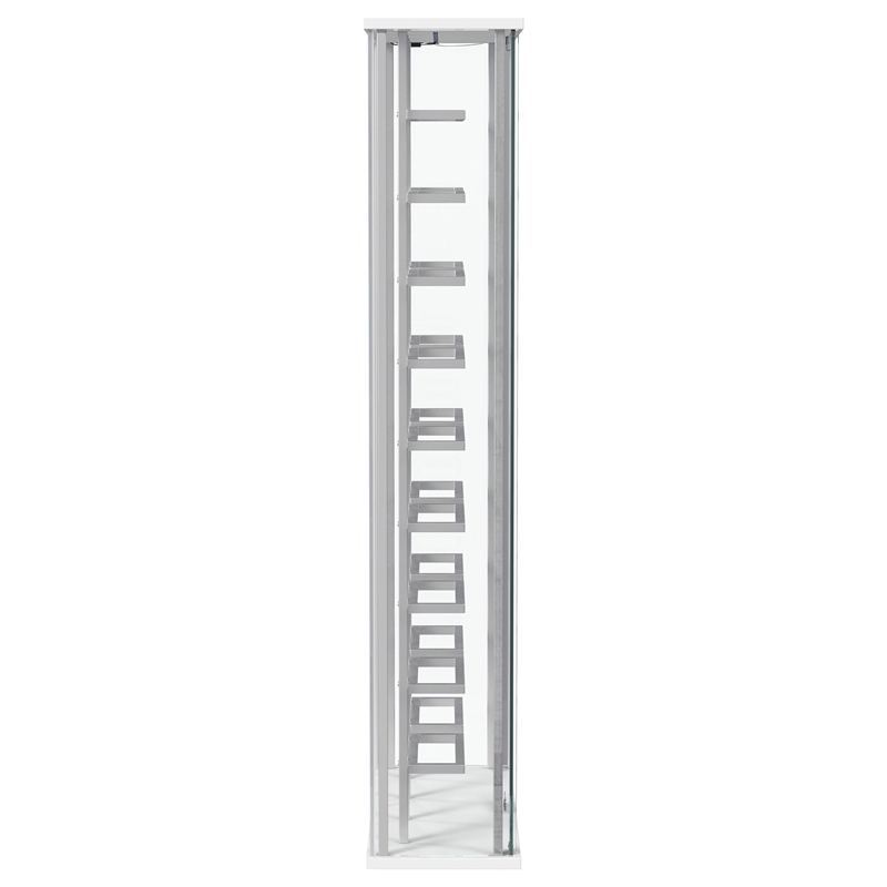 Pemberly Row Tempered Glass Wine Storage LED Metal Curio Cabinet in Chrome