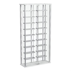 Pemberly Row Tempered Glass Wine Storage LED Metal Curio Cabinet in Chrome