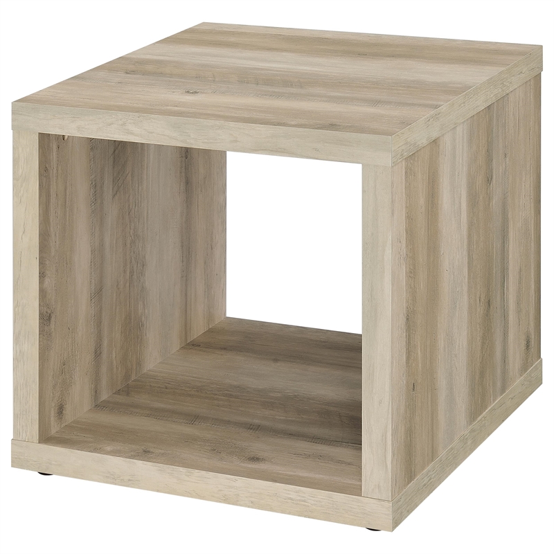 Pemberly Row Farmhouse Square Engineered Wood Side End Table in Brown