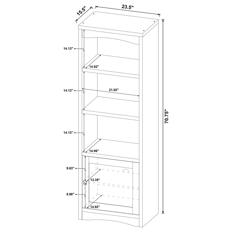 Pemberly Row Transitional 3-Shelf Engineered Wood Media Tower in White