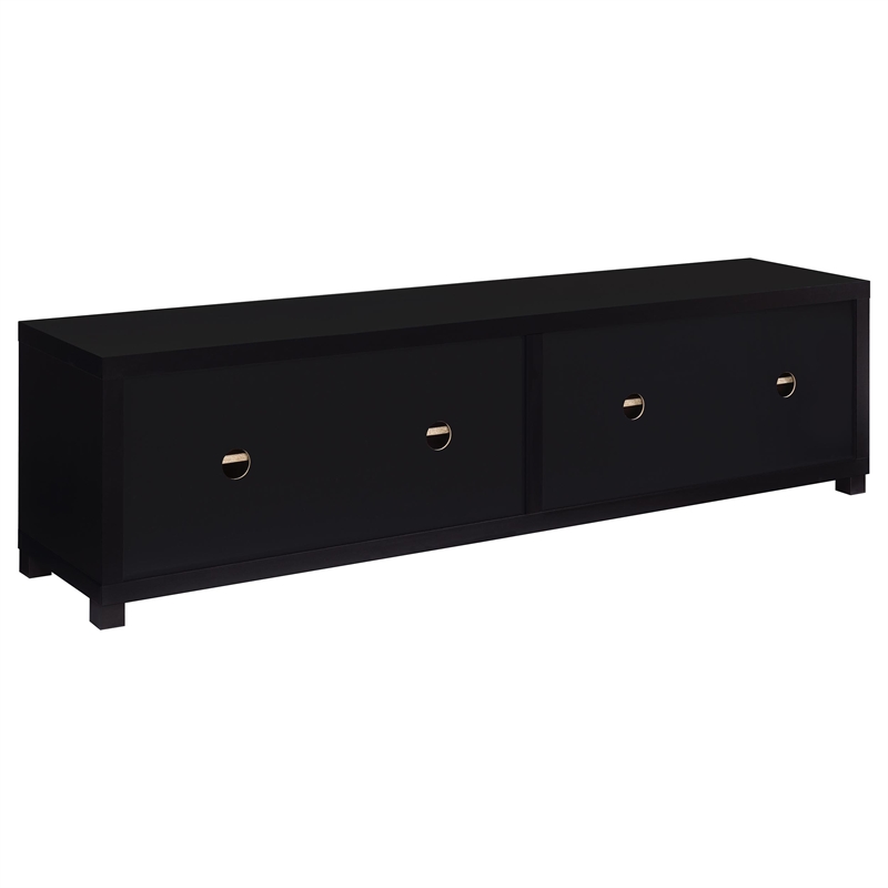 Pemberley Row MDF Black Entertainment Center Rectangular Adjustable Shelves 79