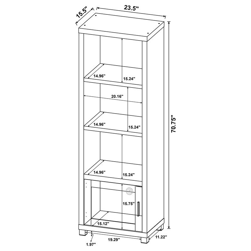 Pemberley Row MDF Black Entertainment Center Rectangular Adjustable Shelves 79