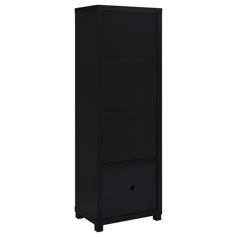 Pemberley Row MDF Black Entertainment Center Rectangular Adjustable Shelves 79