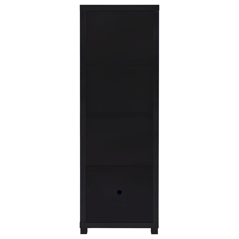 Pemberley Row MDF Black Entertainment Center Rectangular Adjustable Shelves 79
