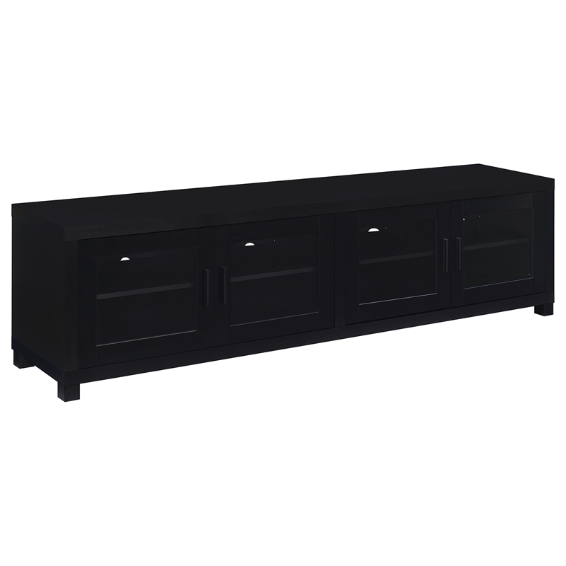 Pemberley Row MDF Black Entertainment Center Rectangular Adjustable Shelves 79