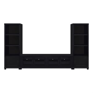 Pemberley Row MDF Black Entertainment Center Rectangular Adjustable Shelves 79&quot Unassembled