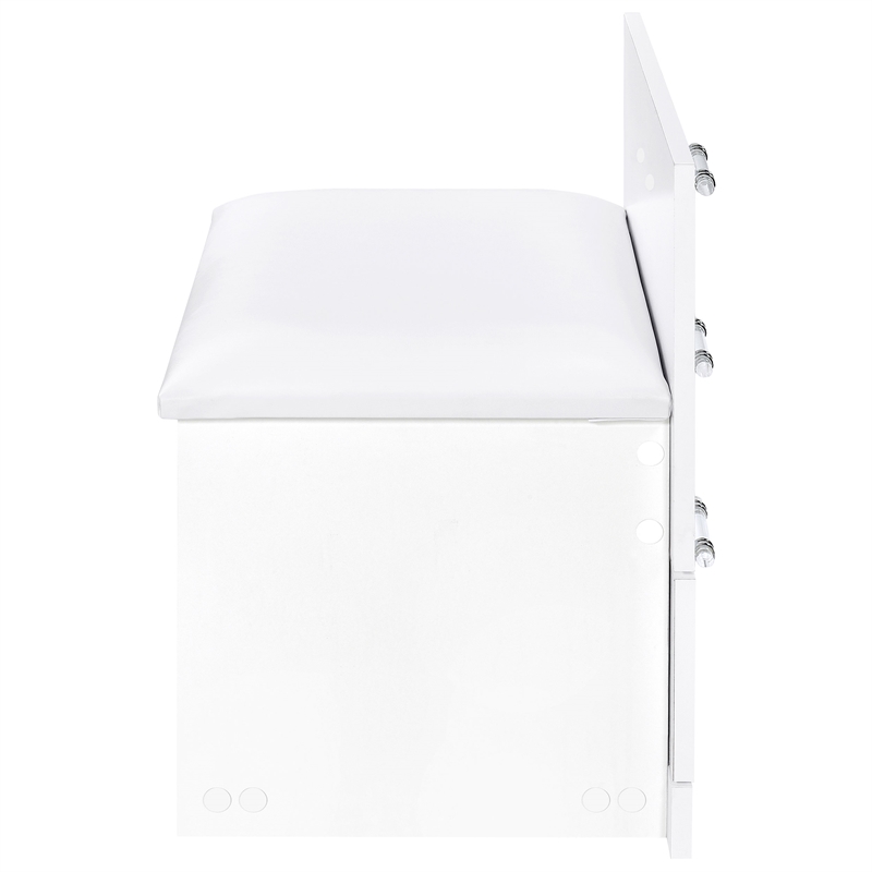 Pemberly Row 3-Drawer Engineered Wood Makeup Vanity and Stool Set in White