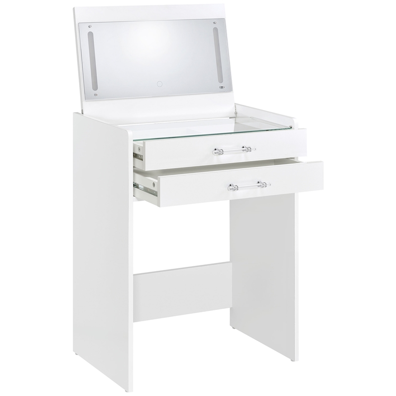 Pemberly Row 3-Drawer Engineered Wood Makeup Vanity and Stool Set in White