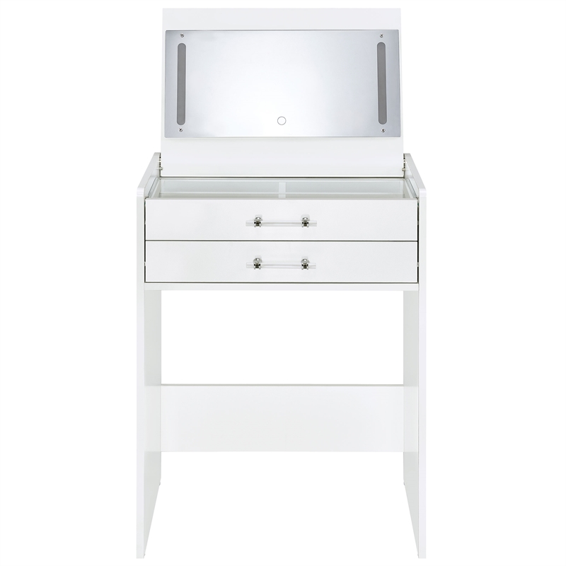 Pemberly Row 3-Drawer Engineered Wood Makeup Vanity and Stool Set in White