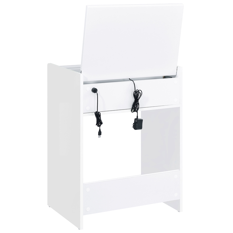 Pemberly Row 3-Drawer Engineered Wood Makeup Vanity and Stool Set in White