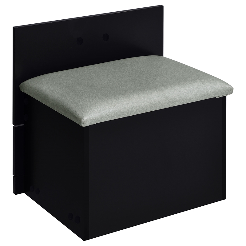 Pemberly Row 3-Drawer Engineered Wood Makeup Vanity and Stool Set in Black