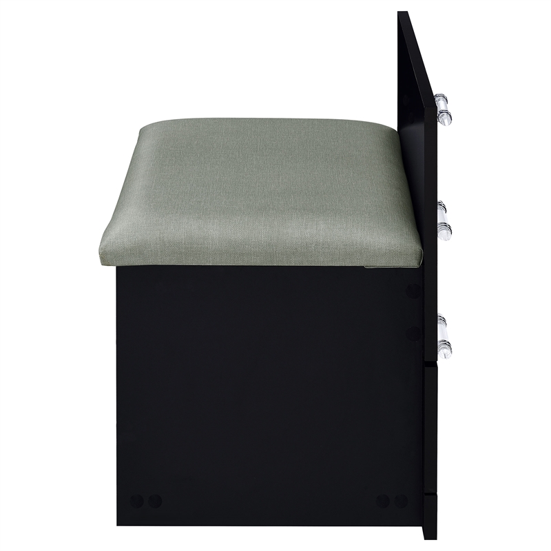 Pemberly Row 3-Drawer Engineered Wood Makeup Vanity and Stool Set in Black