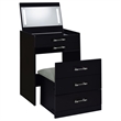 Pemberly Row 3-Drawer Engineered Wood Makeup Vanity and Stool Set in Black
