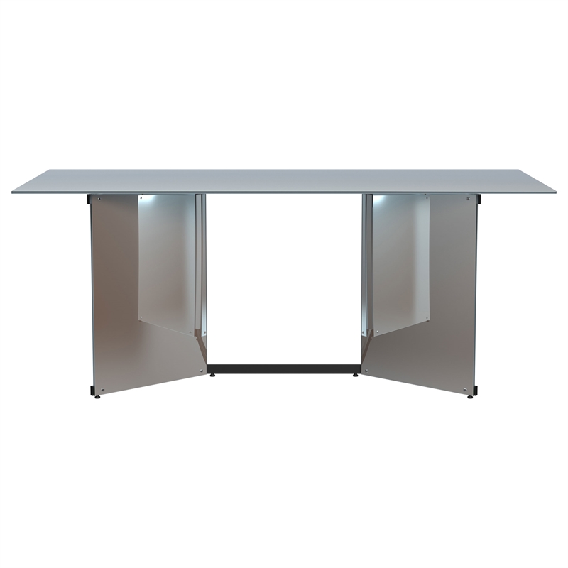 Pemberly Row 76-inch Rectangular Mirrored Metal Dining Table in Mirror