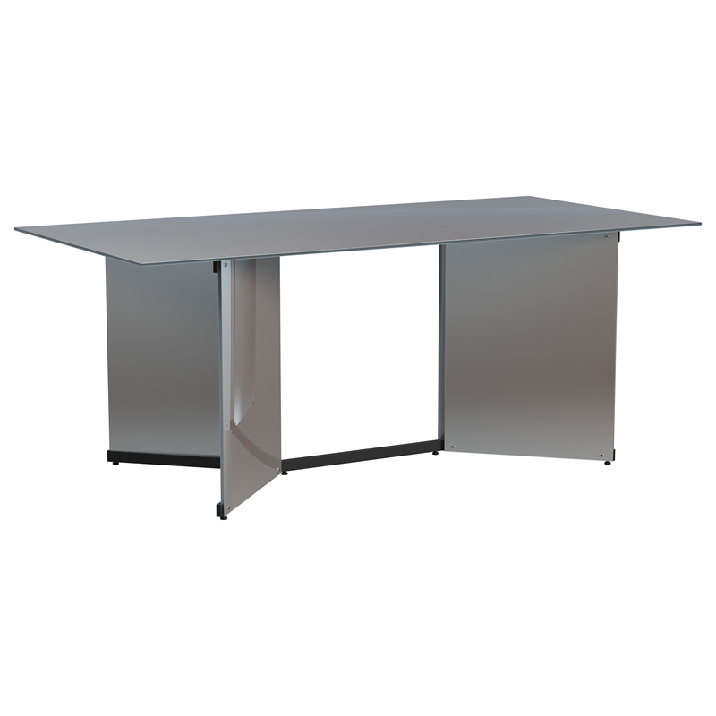 Pemberly Row 76-inch Rectangular Mirrored Metal Dining Table in Mirror