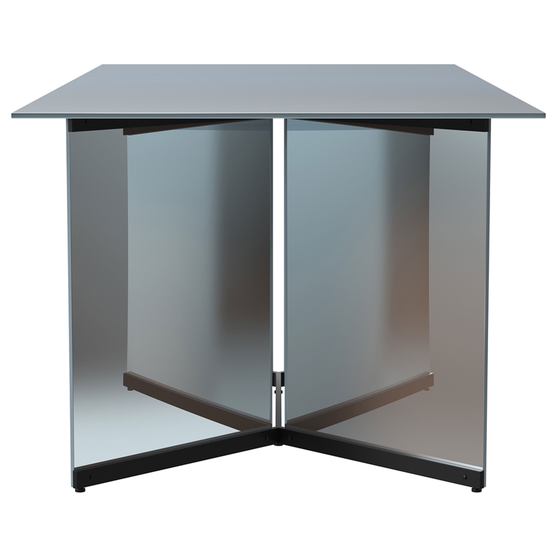 Pemberly Row 76-inch Rectangular Mirrored Metal Dining Table in Mirror