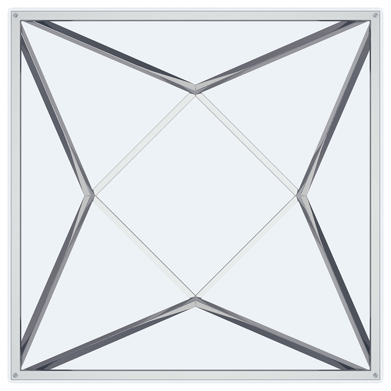 Pemberly Row Square Glass Top Geometric Metal End Table in Nickel