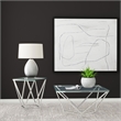 Pemberly Row Square Glass Top Geometric Metal End Table in Nickel