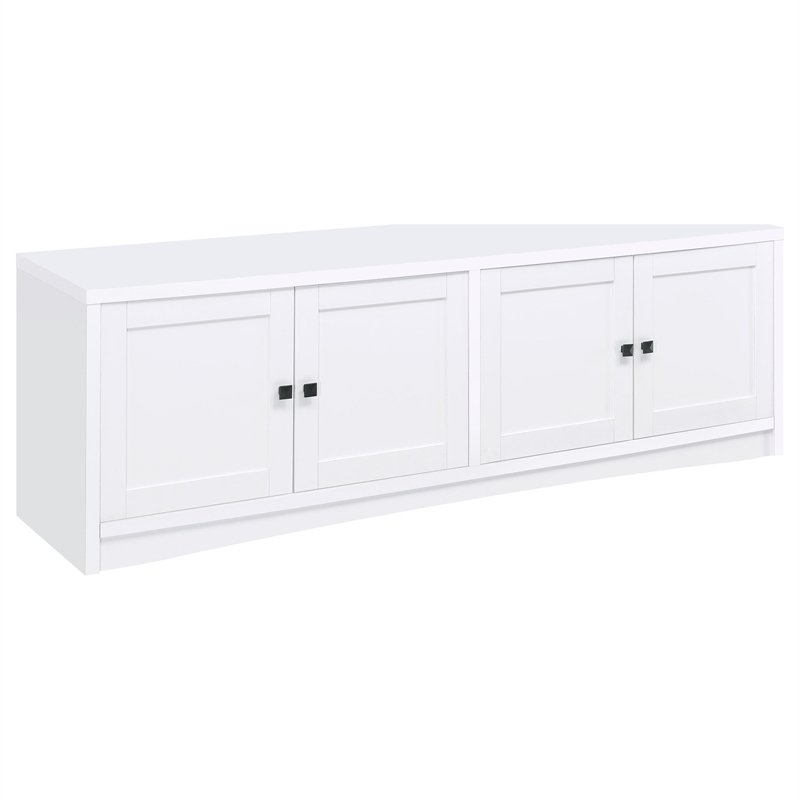 Pemberley Row Engineered Wood White Entertainment Center Rectangular Adjustable Shelves 78