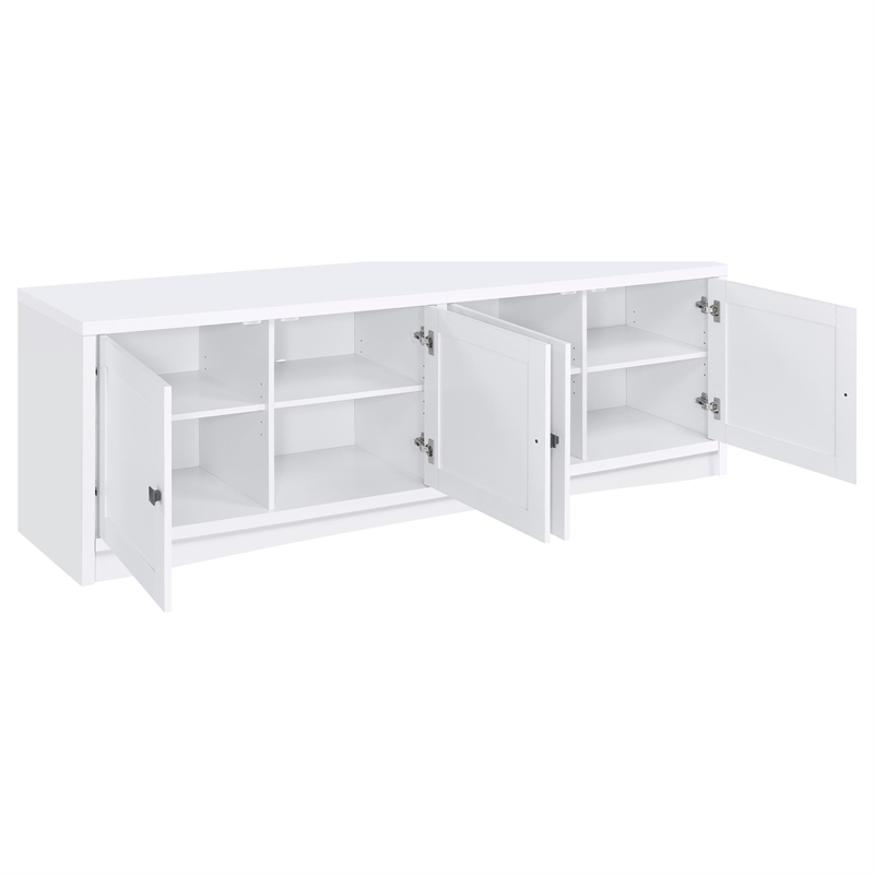 Pemberley Row Engineered Wood White Entertainment Center Rectangular Adjustable Shelves 78