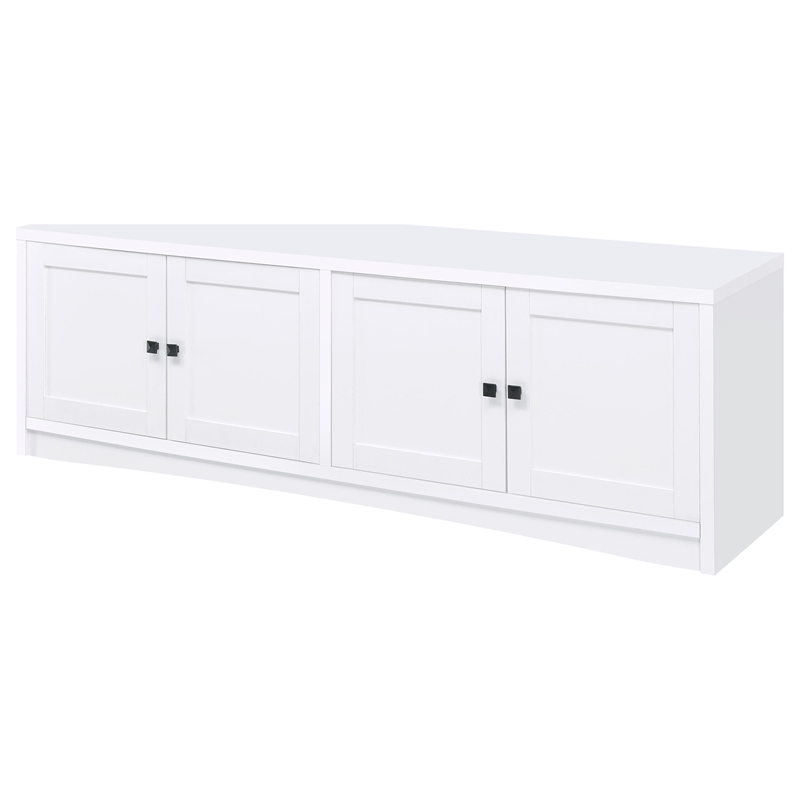 Pemberley Row Engineered Wood White Entertainment Center Rectangular Adjustable Shelves 78
