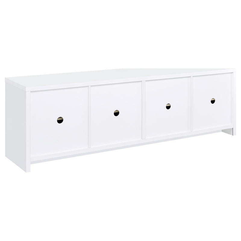 Pemberley Row Engineered Wood White Entertainment Center Rectangular Adjustable Shelves 78