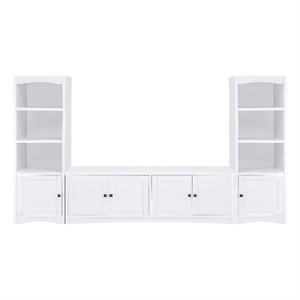 Pemberley Row Engineered Wood White Entertainment Center Rectangular Adjustable Shelves 78&quot Unassembled