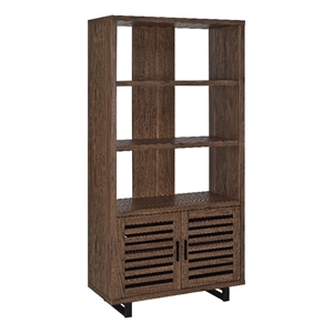 Pemberly Row 71-inch 3-Shelf Engineered Wood Cabinet Bookcase in Walnut