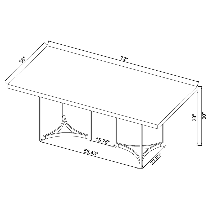 Pemberly Row 72-inch Rectangular Engineered Wood Dining Table in Gray