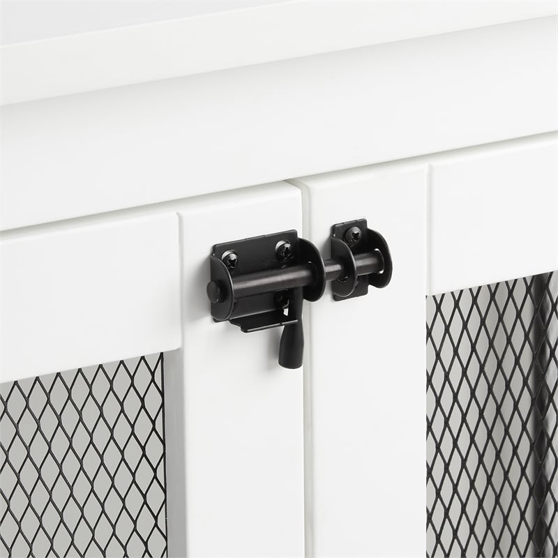 Pemberly Row Transitional Wood Credenza Dog Crate in White and Black
