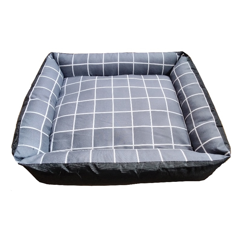 Pemberly Row Traditional Grey Fabric Checker Dog Bed S Padded Pet Bed