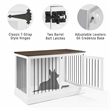 Pemberly Row Small Wood Credenza Dog Crate in White/Dark Brown