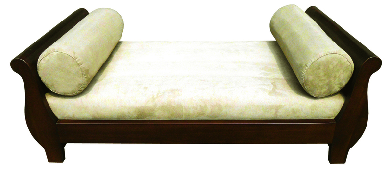 Pemberly Row Traditional Solid Mahogany Wood Sleigh Pet Bed in Dark Brown