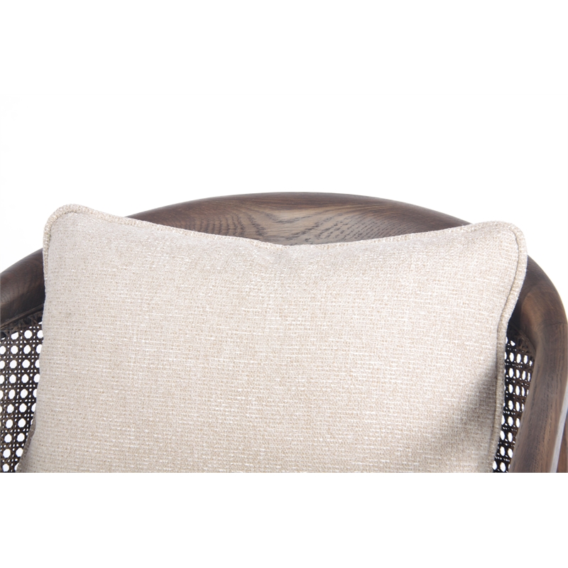 Pemberly Row Mid-Century Cane Frame Linen Fabric Accent Chair in Beige