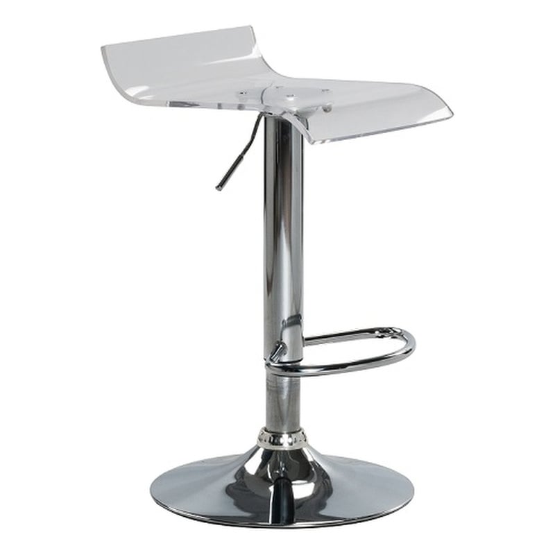 Pemberley Row Clear Plastic Chrome Bar Stool Adjustable Height Swivel 13