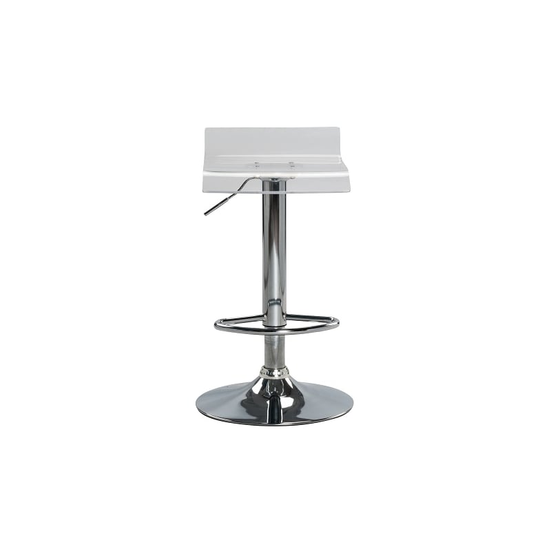 Pemberley Row Clear Plastic Chrome Bar Stool Adjustable Height Swivel 13