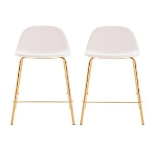 Pemberly Row 26&quot Faux Leather Counter Stools in White (Set of 2)