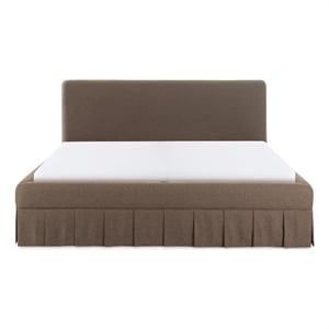 Pemberly Row Contemporary Fabric King Bed with Plywood Frame in Brown