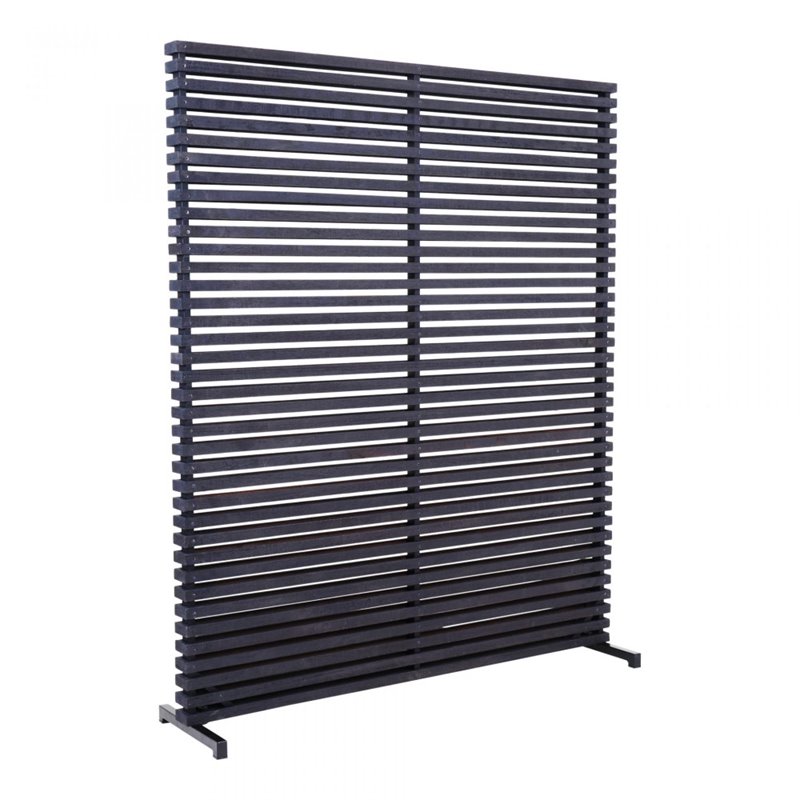 Pemberly Row Contemporary Mixed Hardwood and Aluminum Frame Screen in Black