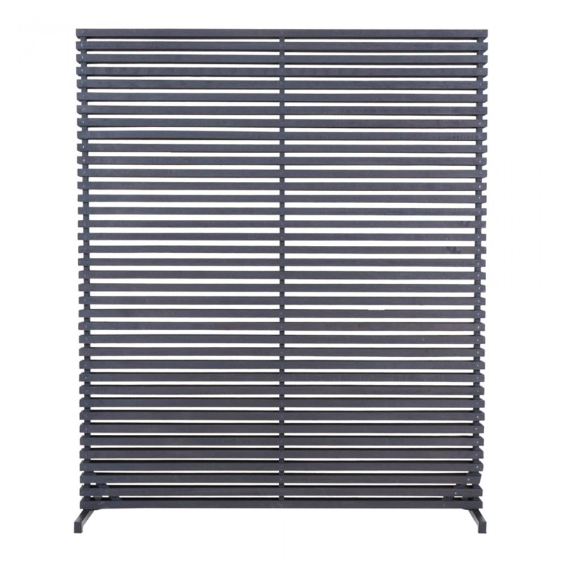 Pemberly Row Contemporary Mixed Hardwood and Aluminum Frame Screen in Black