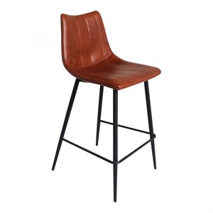 Pemberly Row 26&quot Faux Leather Counter Stools in Brown (Set of 2)