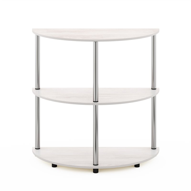 Pemberly Row Turn-N-Tube Engineered Wood Half Round Console Table in White Oak