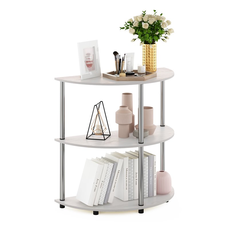 Pemberly Row Turn-N-Tube Engineered Wood Half Round Console Table in White Oak