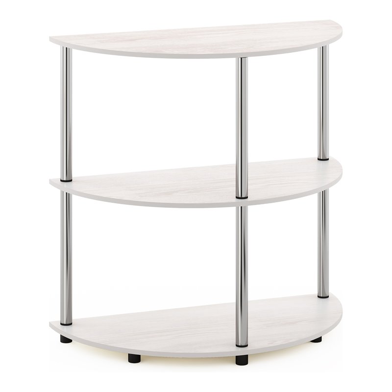Pemberly Row Turn-N-Tube Engineered Wood Half Round Console Table in White Oak