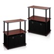 Pemberly Row Wood 3-Tier and 2-Bins Storage Shelf in Cherry/Black (Set of 2)