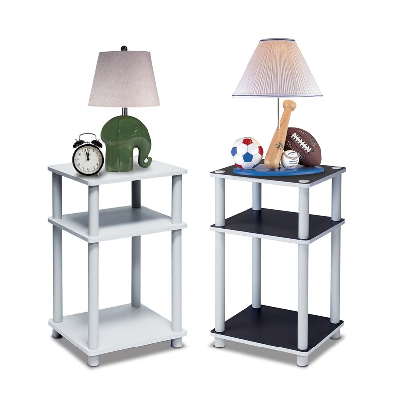 Pemberly Row Turn-N-Tube Engineered Wood 3-Tier End Table in White
